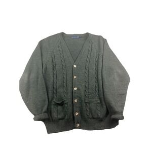 Northern Isles Cable Knit Button Cardigan Sweater Gray Men's XL Acrylic‎ Pockets